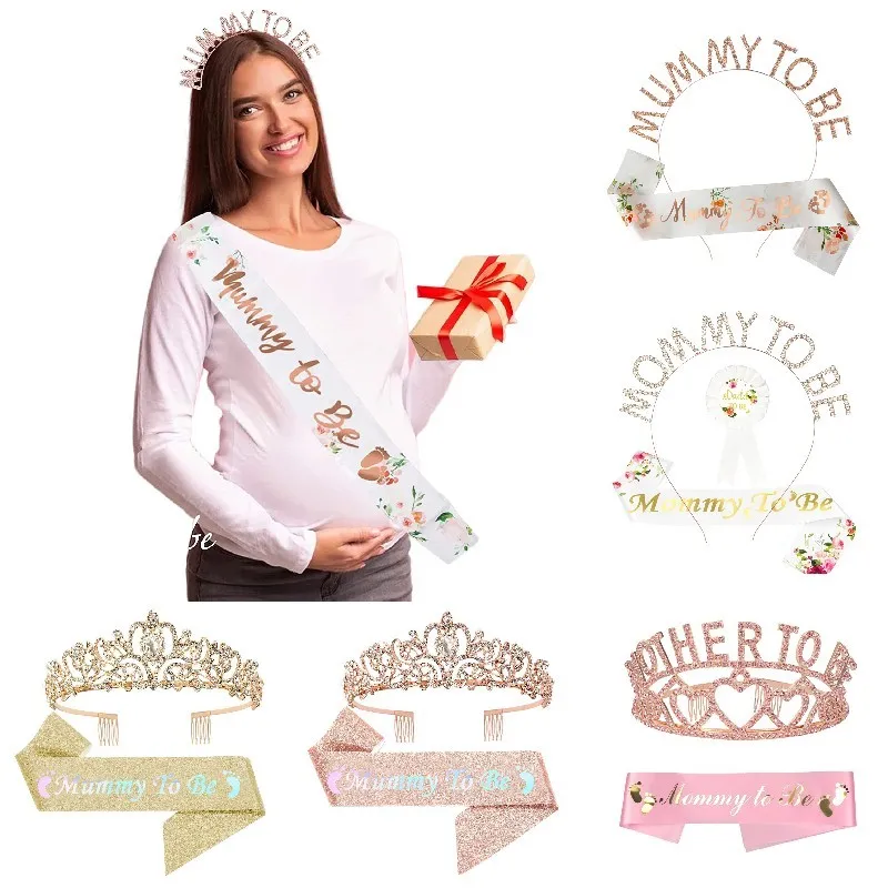 2/3pcs Baby Shower Party Supplies Mommy To Be Daddy To Be Badge+handband+shoulder Girdle Set Gender Reveal Party Decorations