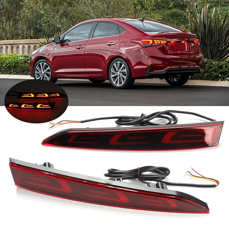 1 Set 2/3 Functions Car Rear Bumper Driving Turn Signal Light for Hyundai Accent 2017 2018 2019 Waterproof Reflector Accessories