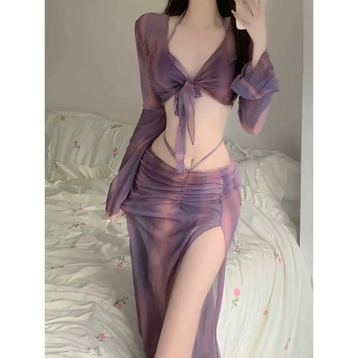 

Сексуальное бикини с треугольной чашкой, женский купальник из двух предметов, длинное платье, солнцезащитный крем, модная китайская марка для девочек, запас AE