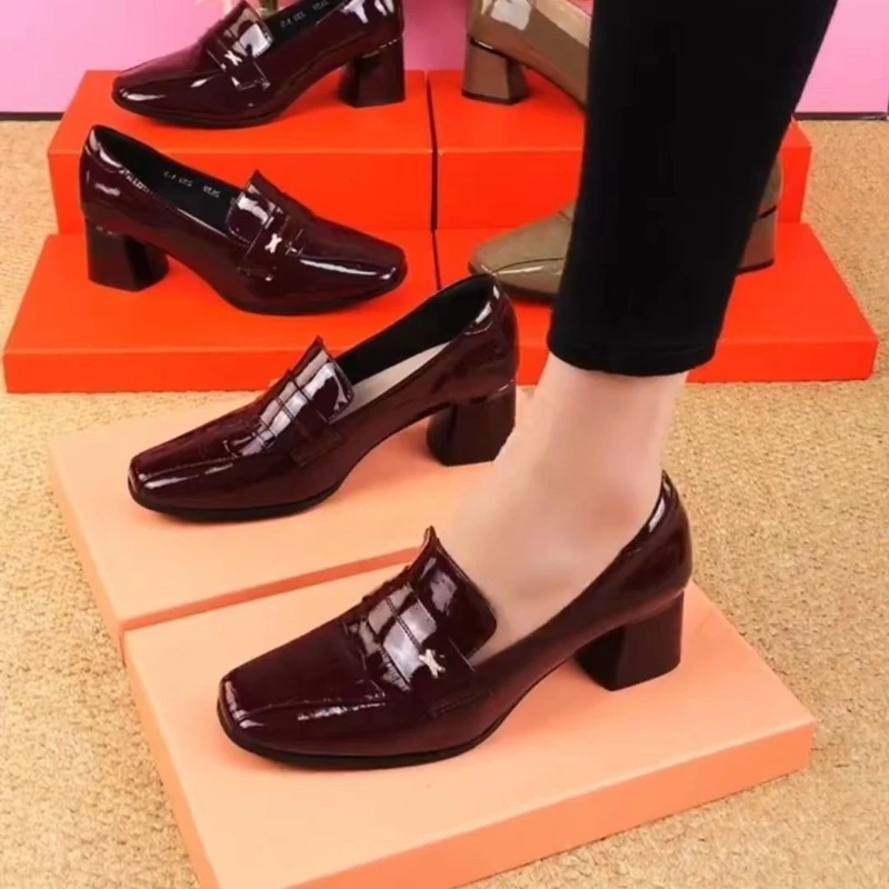 zapatillas de mujeres zapato de tacón zapatos mujer Zapatos De tacón alto con cabeza cuadrada para Mujer, calzado De trabajo De color sólido, estilo