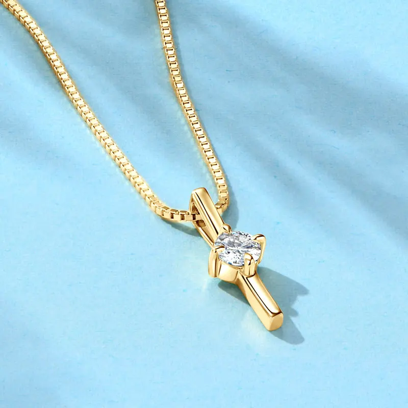 

Ehhai 4mm Round Moissanite Solitaire Dash Charm Pendant Necklace for Women Real S925 Sterling Silver Wedding Fine Jewelry Gifts