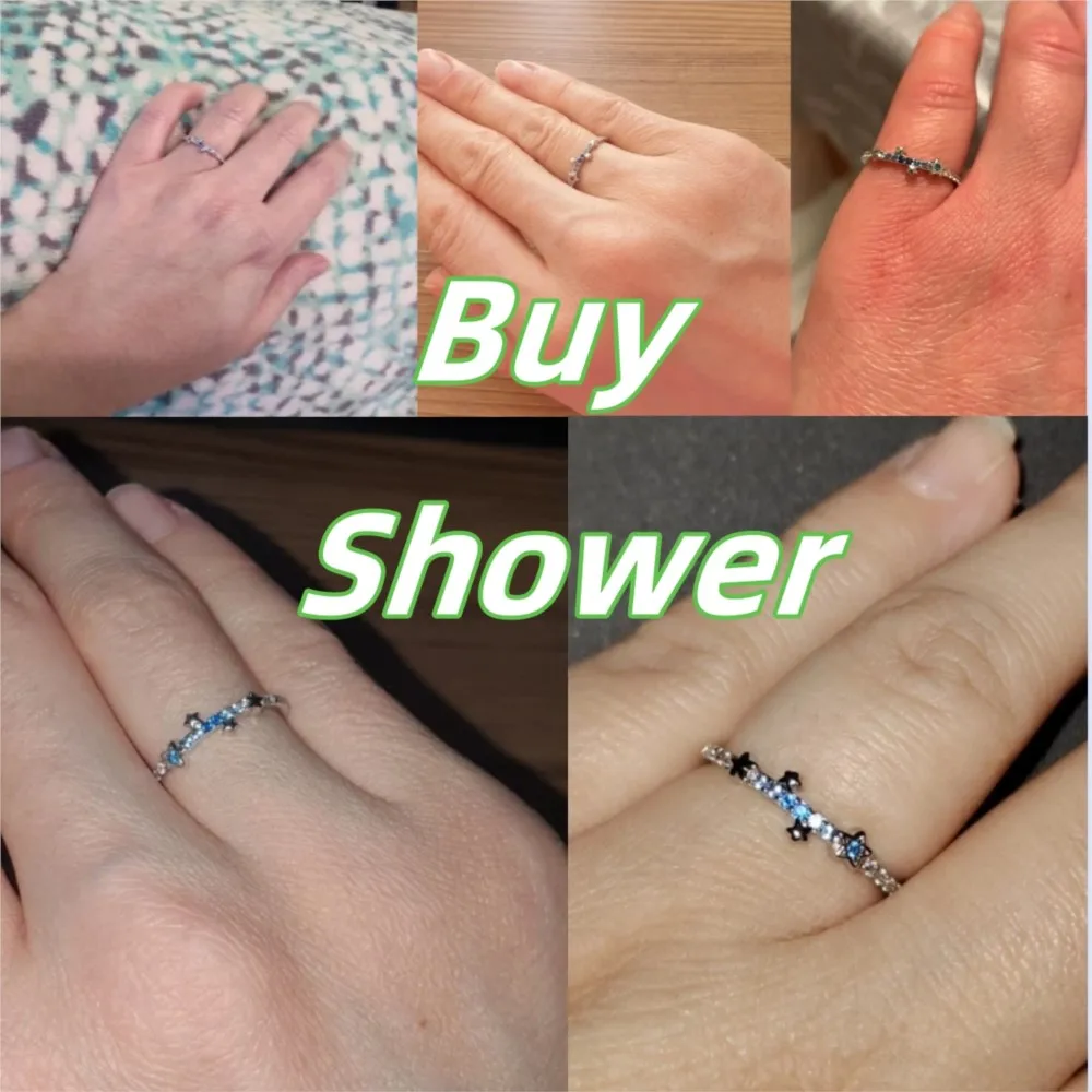 925 Sterling Silver Gradient Zircon Star Closed Ring For Women Finger Ring Personality Jewelry Birthday Party Exquisite Gifts