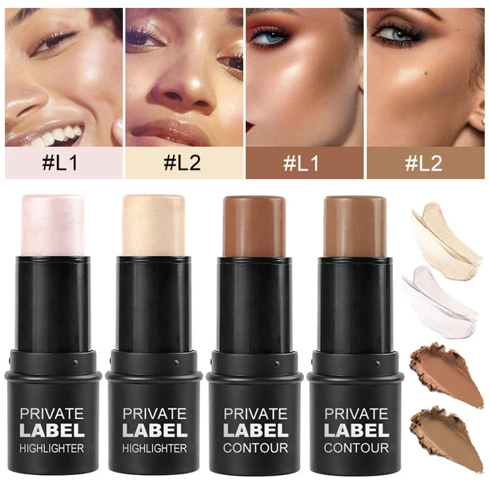 Private Label 4-Color Highlight Contour Stick Custom Logo Long Lasting Waterproof Non-Comedogenic Matte Conceal Makeup Wholesale