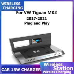 Car wireless charger For VW Tiguan-L MK2 2017 2018 2019 Fast Mobile Phone Charging Tray Pad Board Plate Accessories Charger 15W
