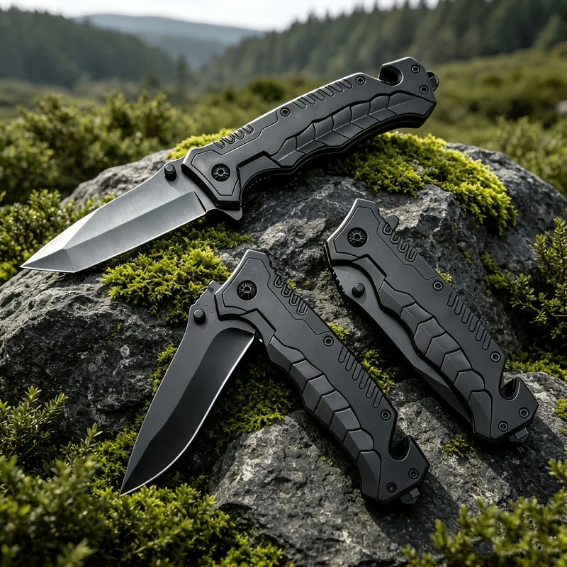 2Pcs Camping Knife, High Hardness, Non-slip Handle, Window Breaker and Rope Cutter, Ideal for Hiking, Trekking, Fishing