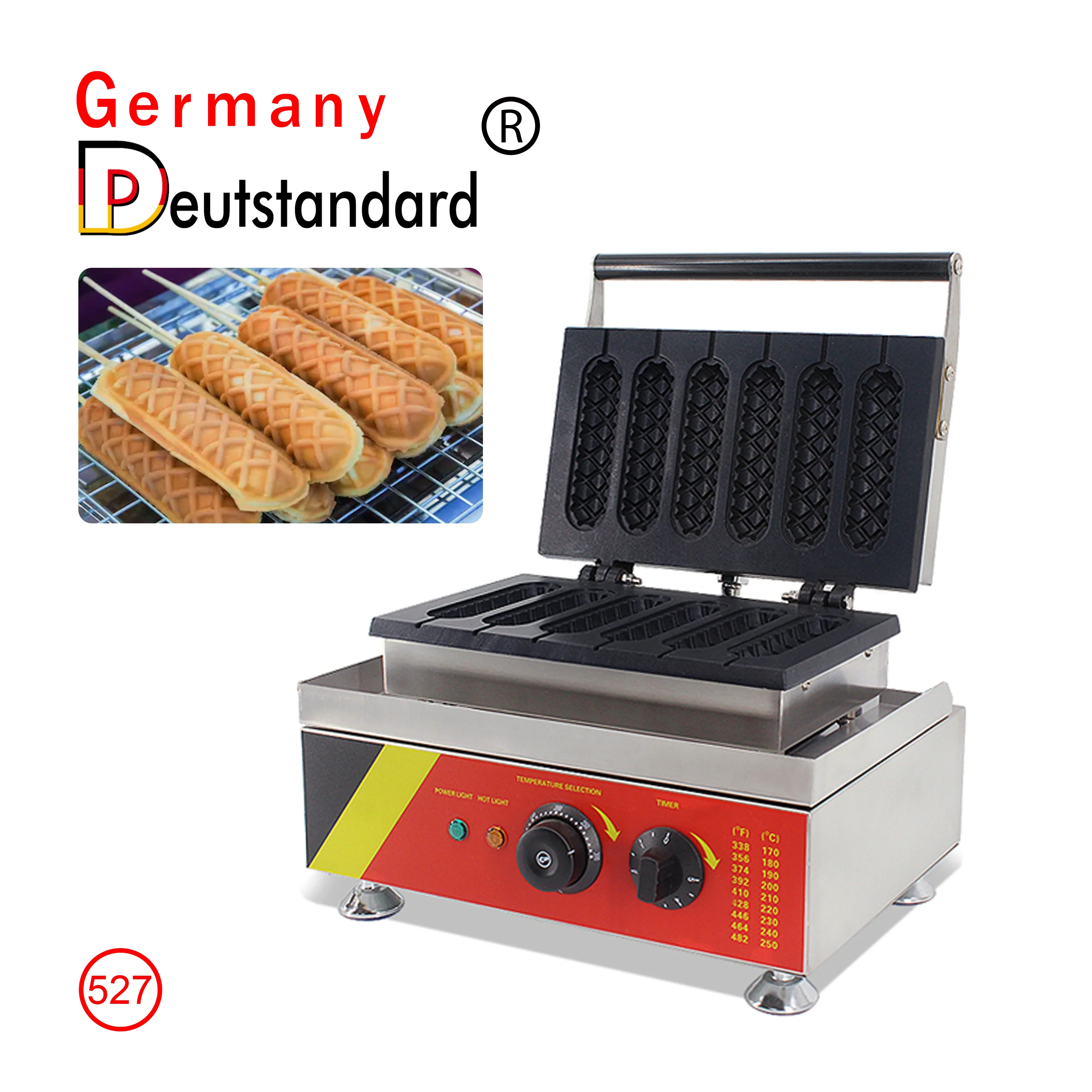 ماكينة صنع الوافل الذرة هوت دوج التجارية غير لاصقة للوجبات الخفيفة