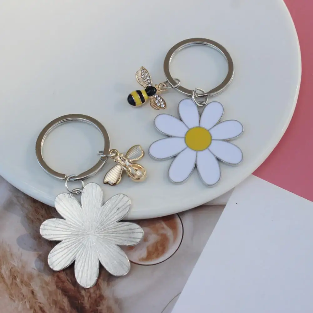 Einzigartiger Schlüsselanhänger, Charm, Strass-Bienen-Charm, Schlüsselanhänger, Blumen-Taschen-Zubehör für Frauen, glänzender Blumen-Schlüsselanhänger für Mädchen, Handtasche, Auto