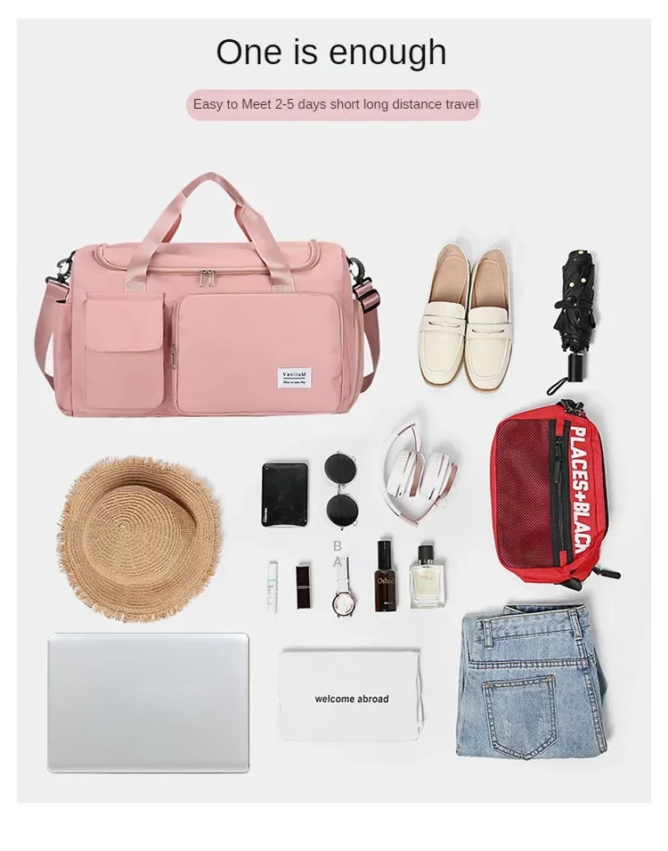 Bolsa de viaje de gran capacidad para mujer, bolsa de gimnasio para fin de semana, bolsas de lona para la noche con comp