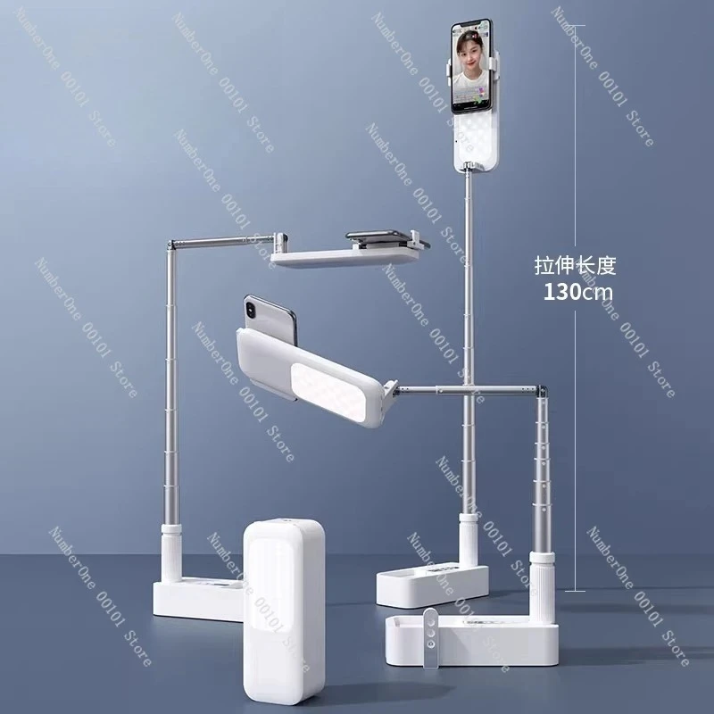 Overhead Phone Mount with Fill Light, Desktop Multi-Function Vlog Recording Video Stand for Smartphone