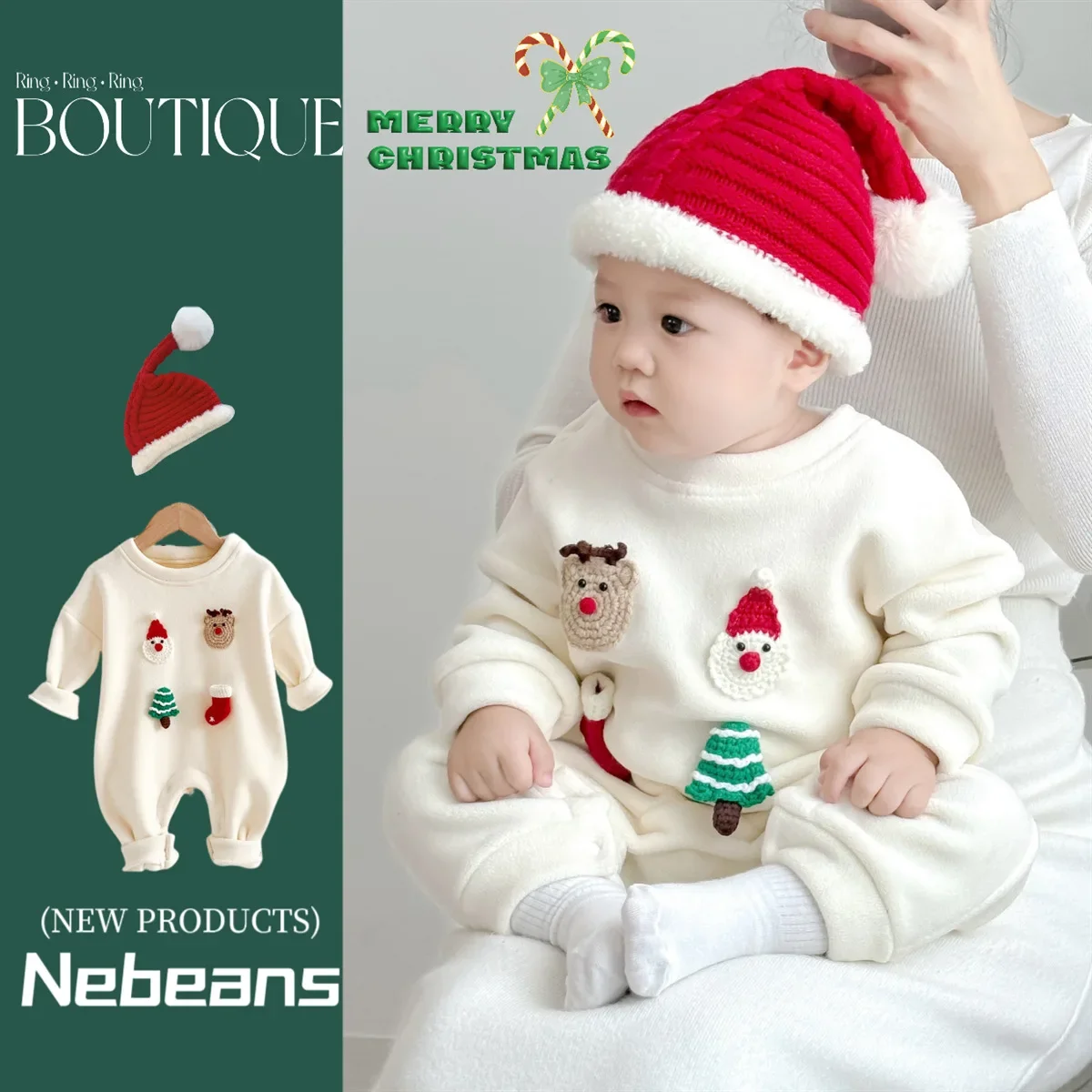 Autumn and Winter New Cashmere Warm Baby Christmas Clothes Climbing Clothes Festival Photo Clothes Foreign Style Out Wear