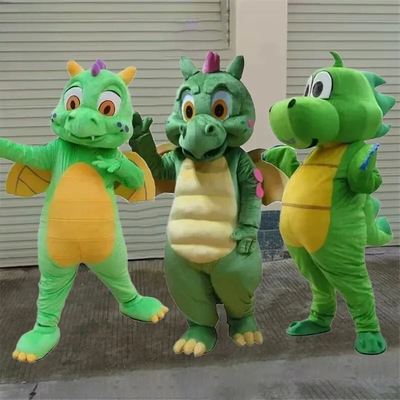

Green Dinosaur Cartoon Mascot Costume Grass Dragon Adult Walking Animation Performance Character Costumes