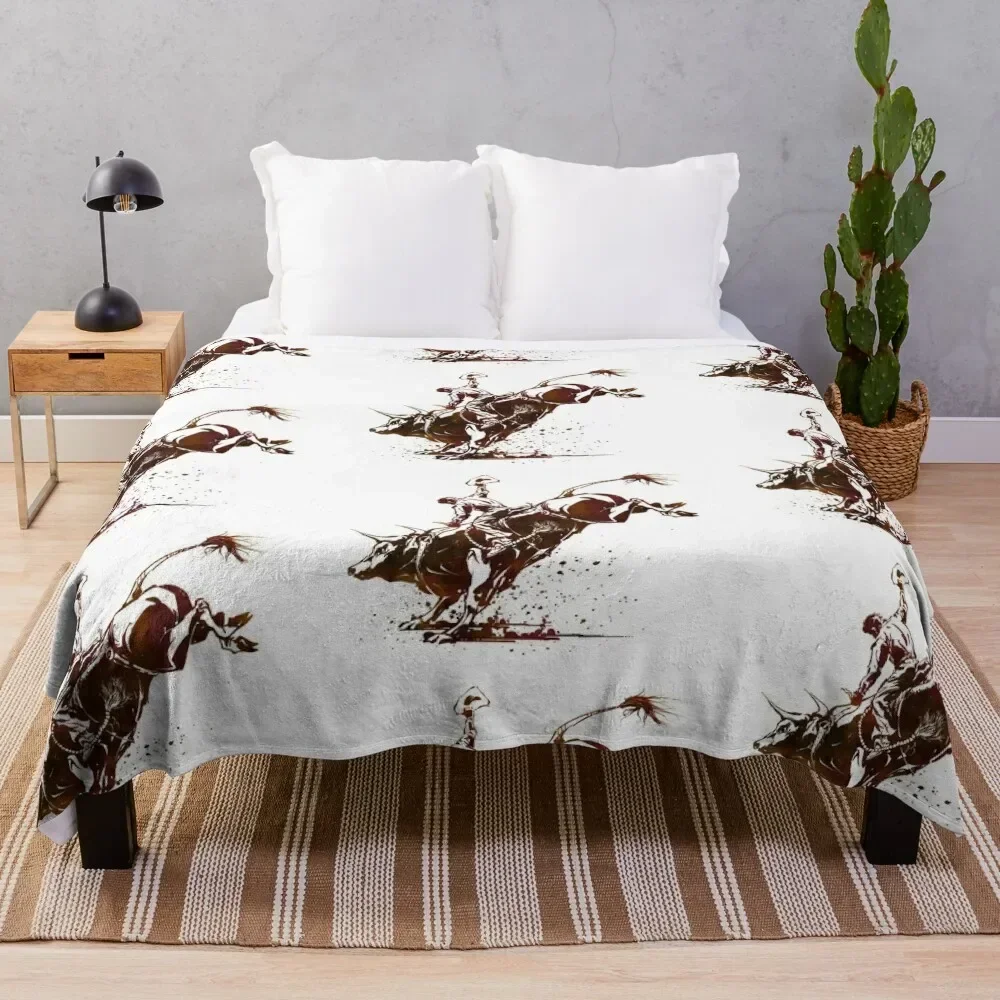 

Bull Riding Cowboy Throw Blanket Warm Hairy Sofa Quilt Blankets