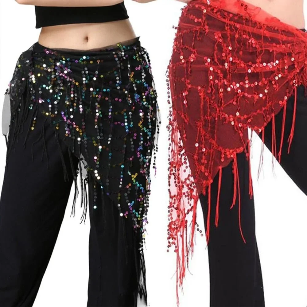 Belly Dance Costumes Sequins Tassel Belly Dance Hip Scarf for Women Thailand/India/Arab Dance Skirt Waist Belt