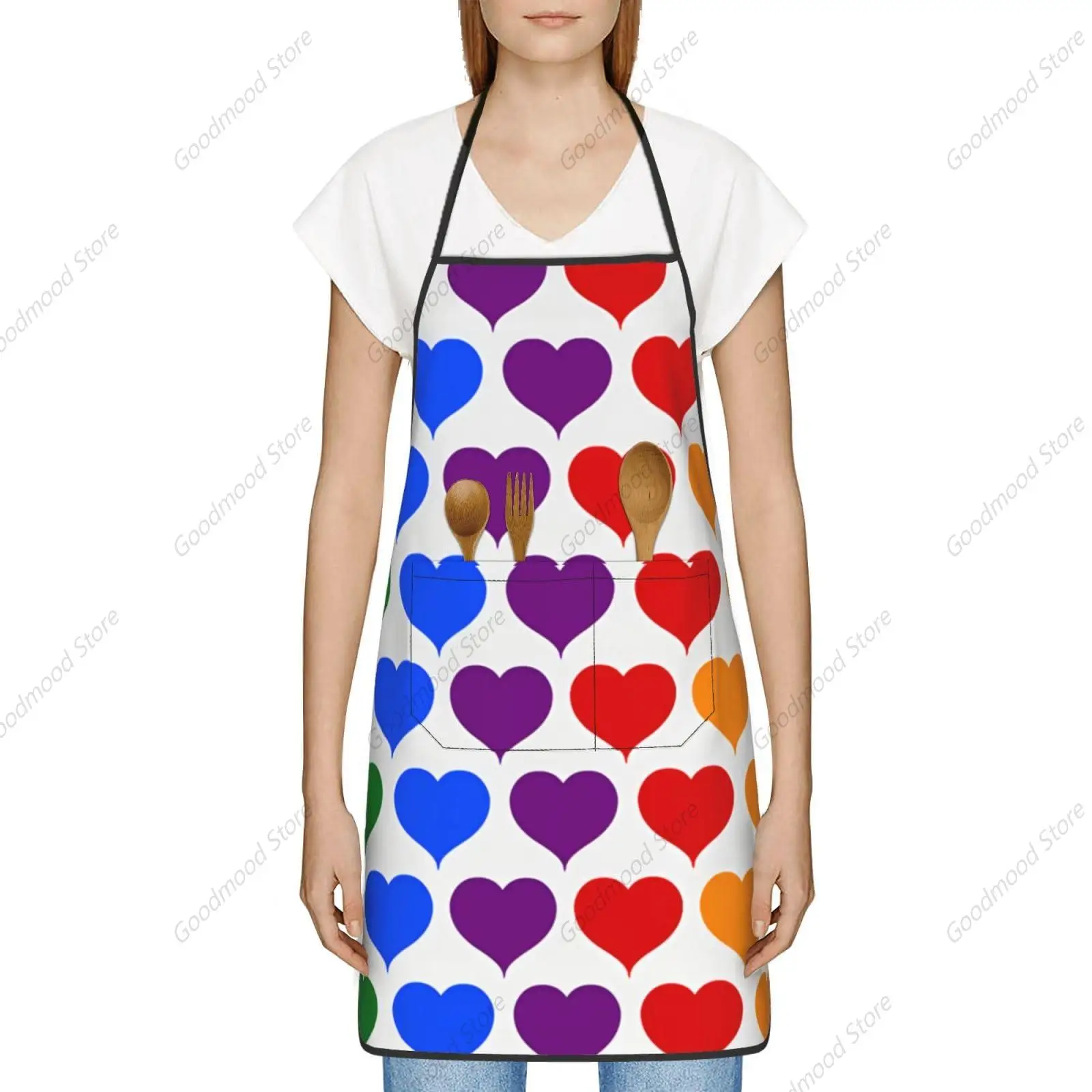 heart pride love lesbian apron,cooking for men women,kitchen chef adjustable garden aprons with 2 pockets