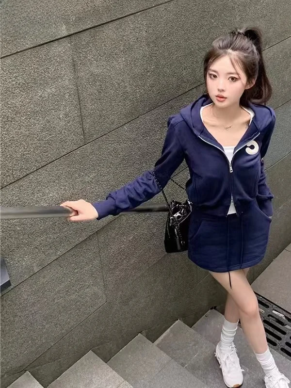 

2026 New Faion Korean Sle Women's Long Sve Stand Collar Waist-Cinching Outerwear Set Slimming Design Casual Wear
