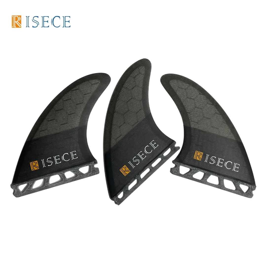 

RISECE Fiberglass Surfboard Fins AM1 Size Big Honeycomb Surf Fin Single Tab Base Fin Hexa Core Thruster Fin Set