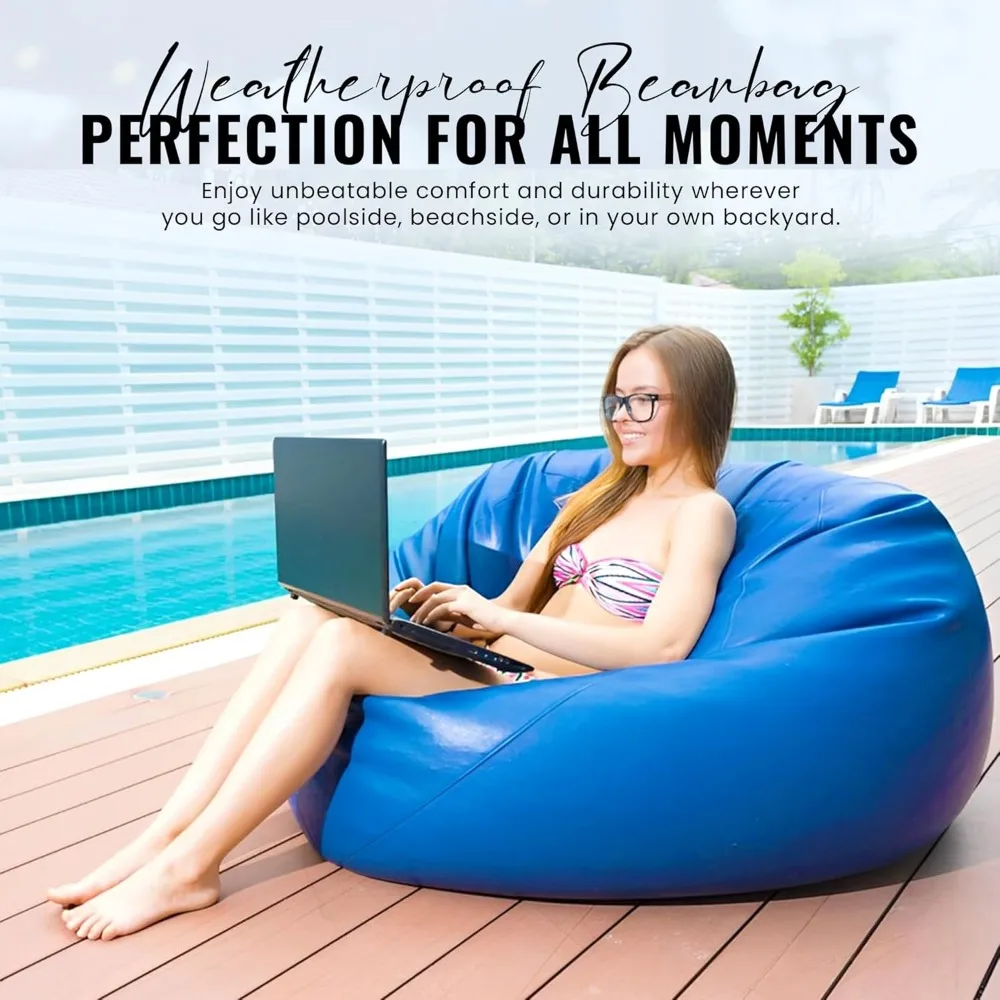 غطاء كرسي بين باج للقارب من الفينيل المقاوم للطقس - أريكة كسولة مقاومة للماء للبالغين - غطاء كيس فول خارجي قابل للغسل