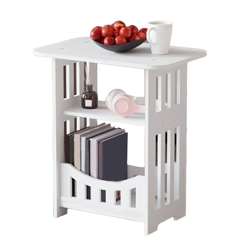 Compact Side Table Night Stand With 2 Tier Shelves And Bookcase Narrow End Table For Organizing Small Household Items