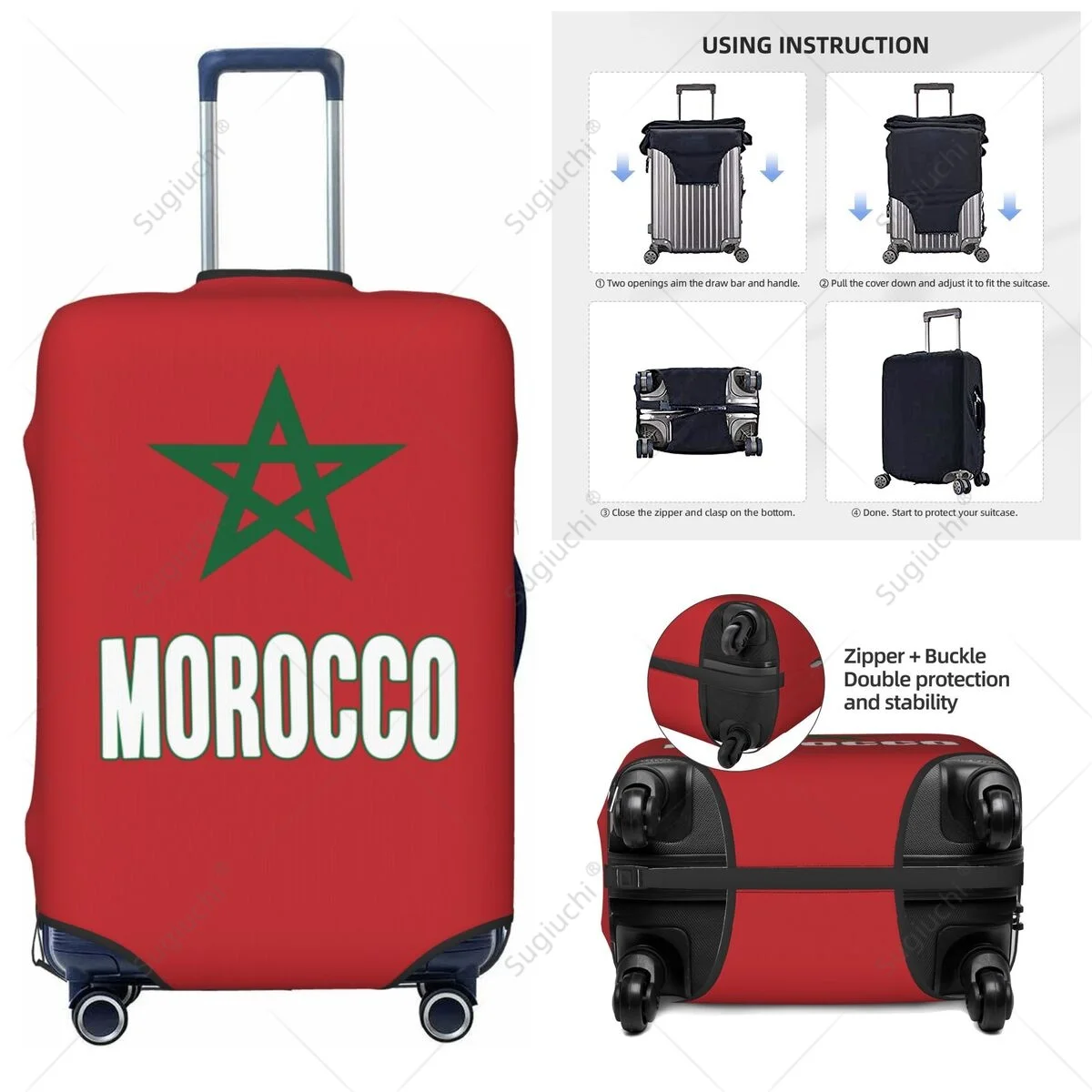 Morocco Flag Luggage Cover Suitcase Elastic Dust Case Travel Accessories Printed Baggage Case Protective