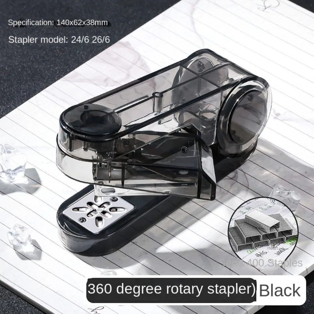 Manual 360° Rotatable Stapler Bookbinding Tool Lightweight Transparent Stapler Plastic Creative Book Binding Machines