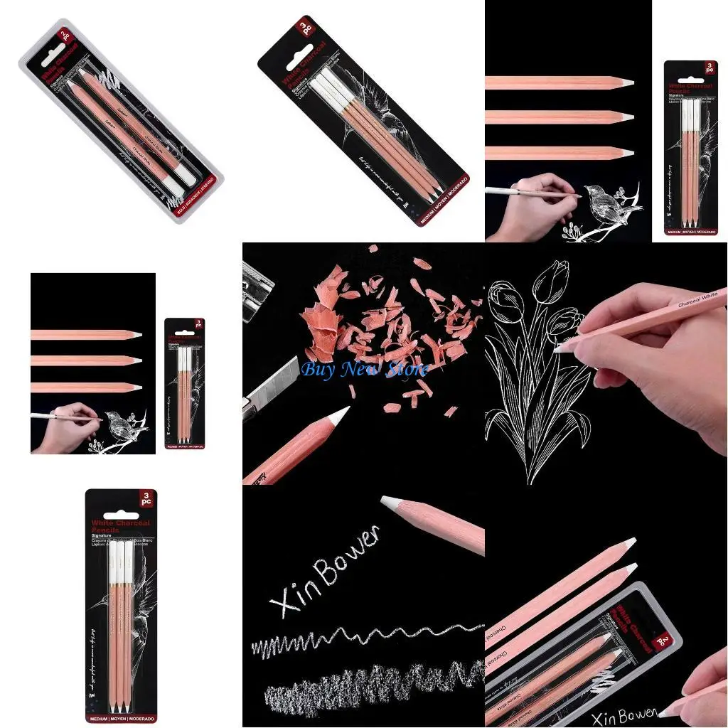 

20CE 2/3 шт. белые угольные карандаши, карандаши для рисования, эскизы, цветные карандаши для рисования, цветные карандаши