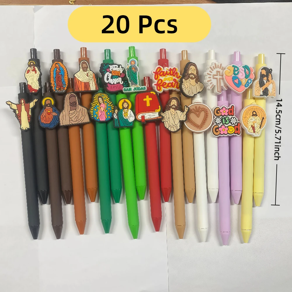 

20 шт., христианские ручки, выдвижные ручки с героями мультфильмов, объемные чернила, подарки для офиса, класса, сувениры для вечеринок в школу
