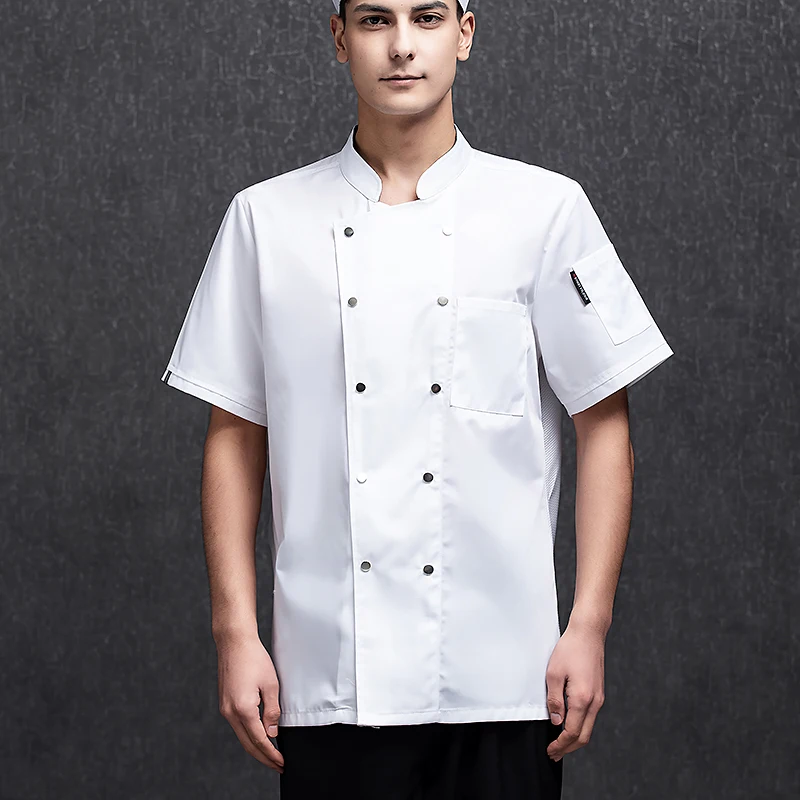 Uniforme de Chef para hombre y mujer, camisa de manga corta/larga con Logo de Restaurante, personalizada, Top Desi