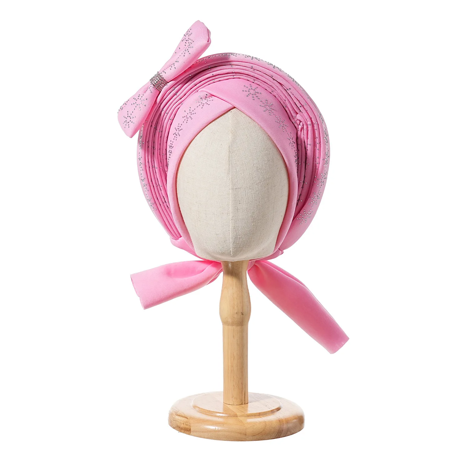 

Bowknot Turban Indian Hat Women Muslim Hijab Diamonds Headscarf Bonnet Head Wrap African Auto Gele Headties Nigeria Wedding Cap