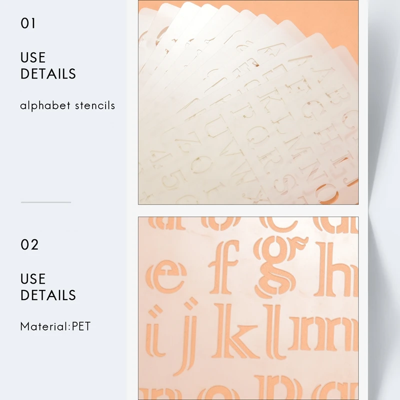 FBIL-12 Pcs Alphabet Stencils Reusable Letter Painting Stencils Plastic DIY Drawing Spraying Scale Templates