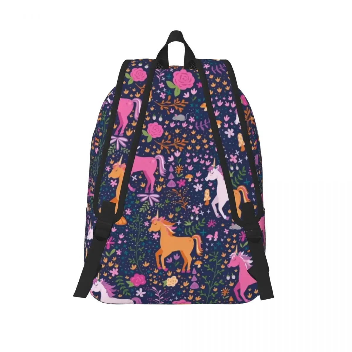 Unicorn In The Flower Garden Backpack for Boy Girl Kids Student School Bookbag Animal Canvas Daypack Preschool Kindergarten Bag