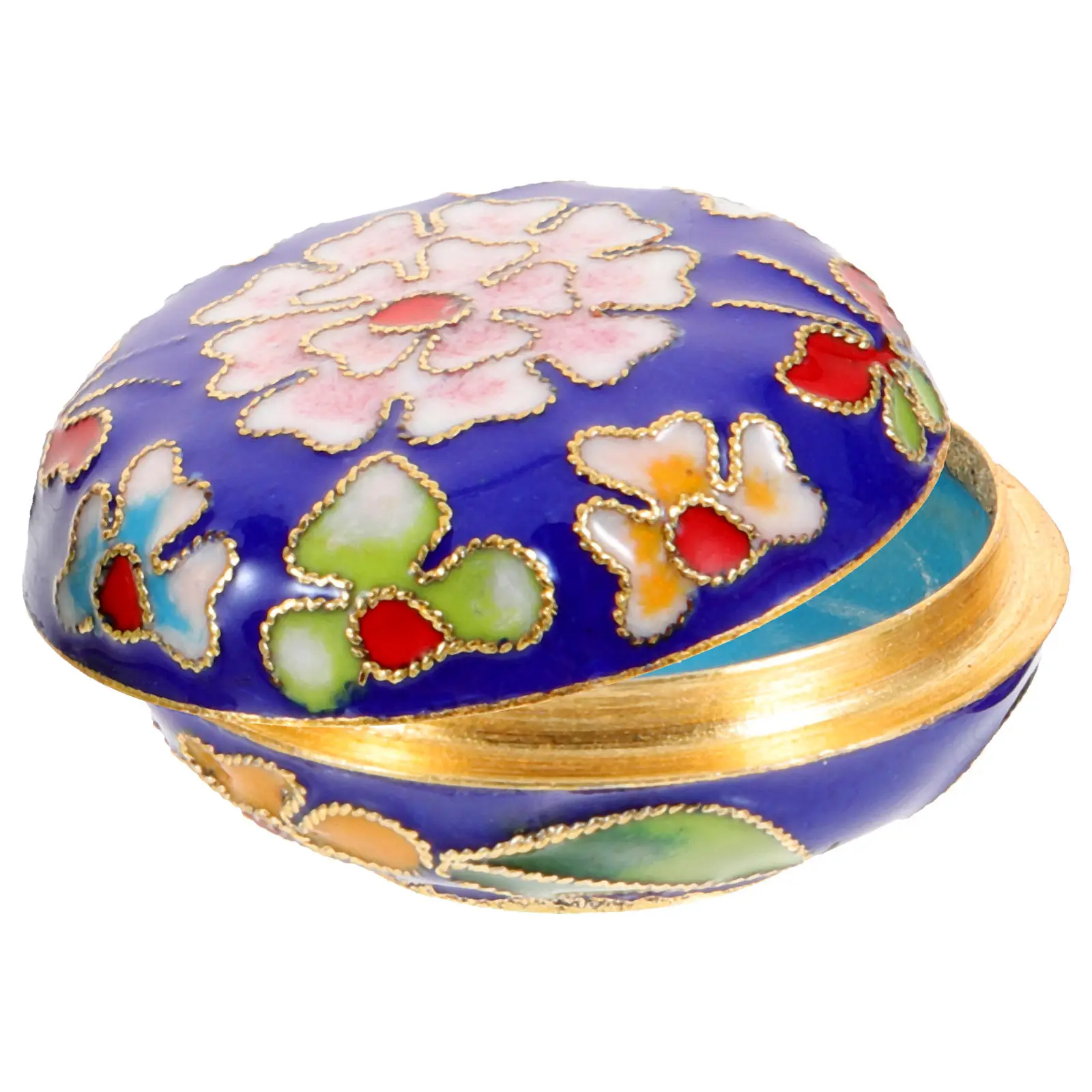 

Small Round Cloisonne Jewelry Box Vintage Chinese Style Case with Lid for Necklace Ring Earring Bracelet Pendant Amber Trinkets