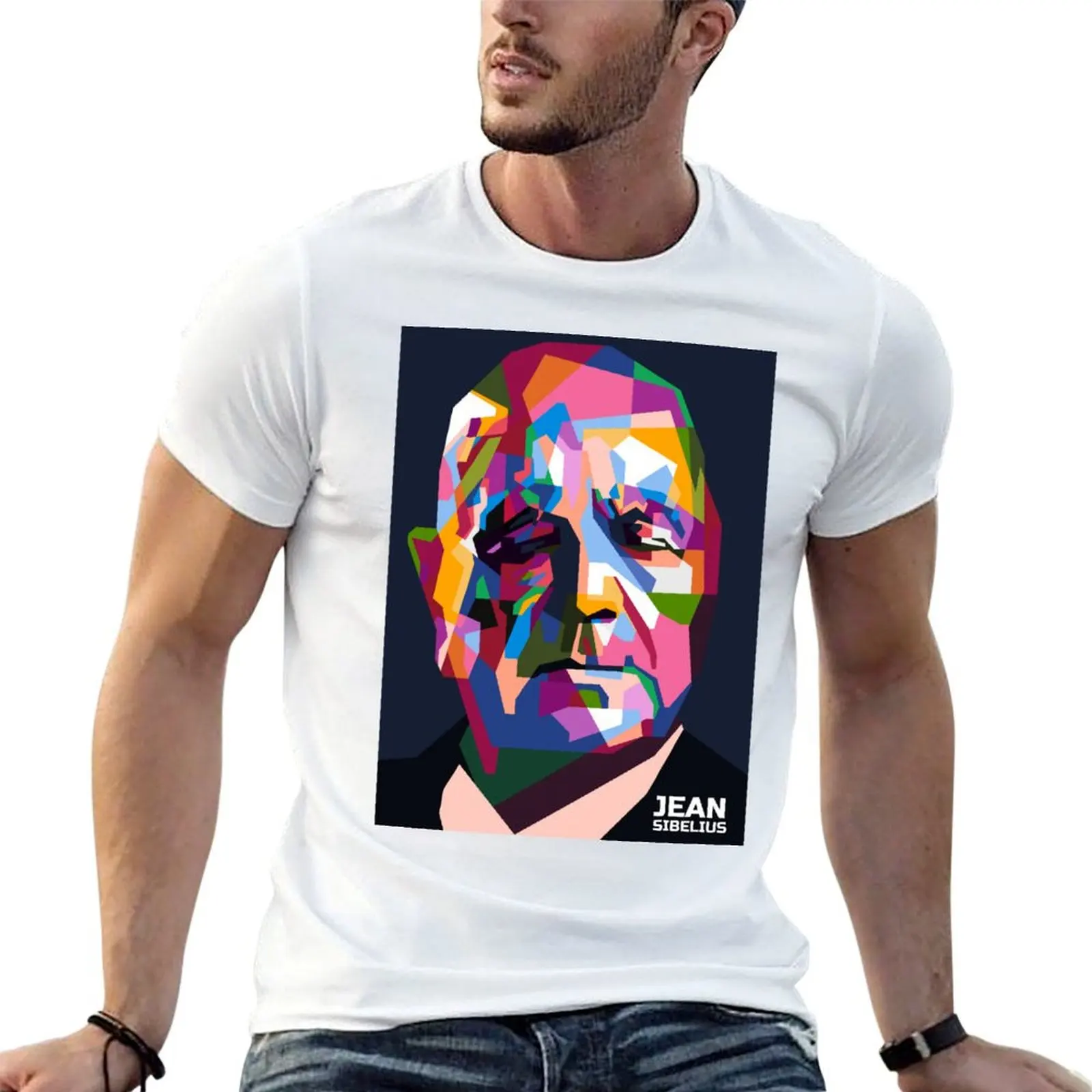 Camiseta abstracta Popart Jean Sibelius en WPAP, camisetas de algodón para hombre, paquete de camisetas de algodón para hombre, camiseta de lujo