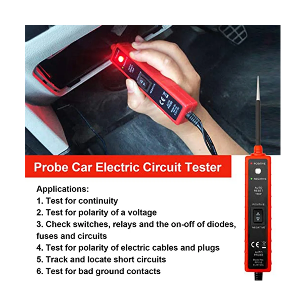 EM285 Auto Circuit Tester Electrical System Tester Multifunctional Drive Test Pen 6-24V Auto Circuit Diagnostic