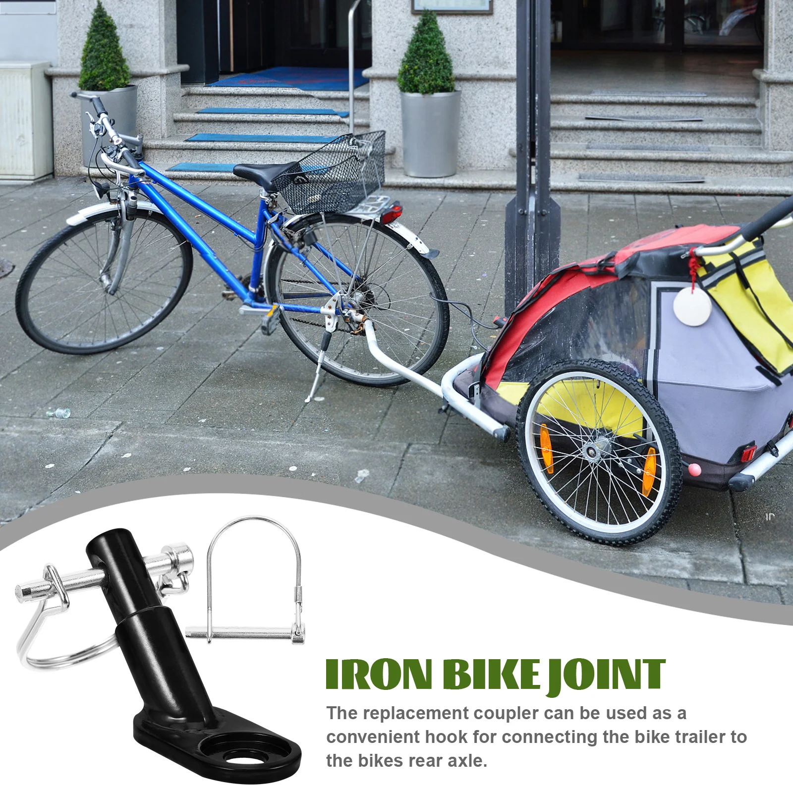 

1Set Bike Trailer Coupler Iron Heavy Duty Durable Hitch Connector for Kids Trailer Attachment Bike Accessories