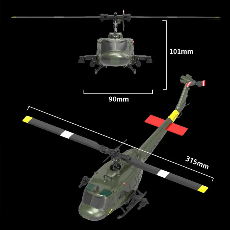 C032 Uh-1 Huey محاكاة ثلاثية الأبعاد ستة طريقة Aileron الحرة عكس تحلق حيلة هليكوبتر الكهربائية التحكم عن بعد نموذج طائرة لعبة