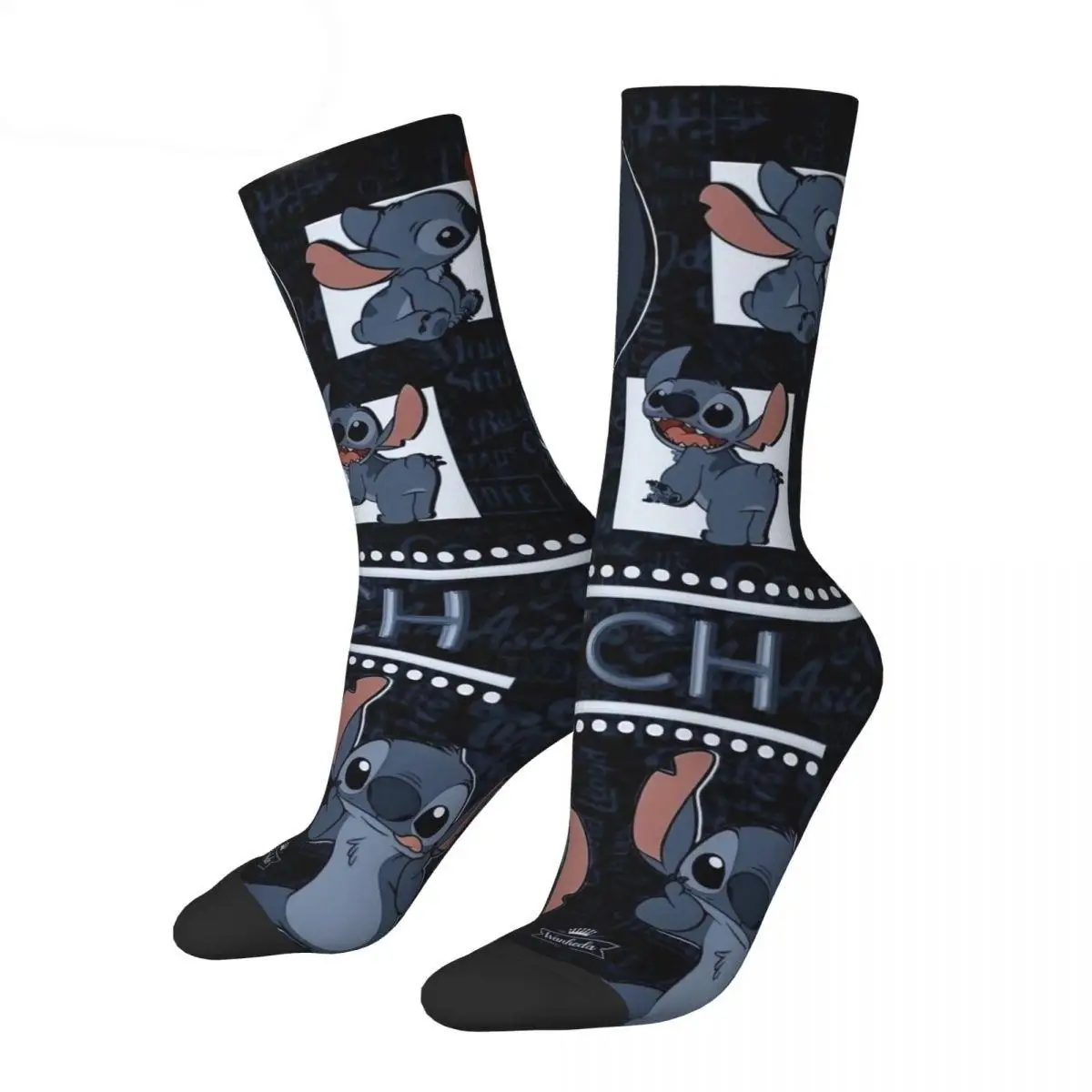 Crazy Design Lilo And Stitch Cartoon Sports Socks New Polyester Long Socks for Unisex Sweat Absorbing