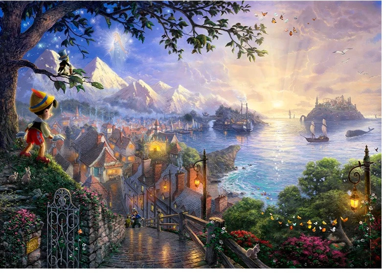 Personajes de Disney amados que adoptan vida: Mickey y Minnie, Blancanieves, Ariel y Bella – Hermosos impresiones artísticas de pared sobre lienzo!