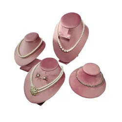 Pink Velvet Necklace Jewelry Portrait Neck Display Stand Fashion Pearl Necklaces Show Holder Jewellery Store Counter Organizer