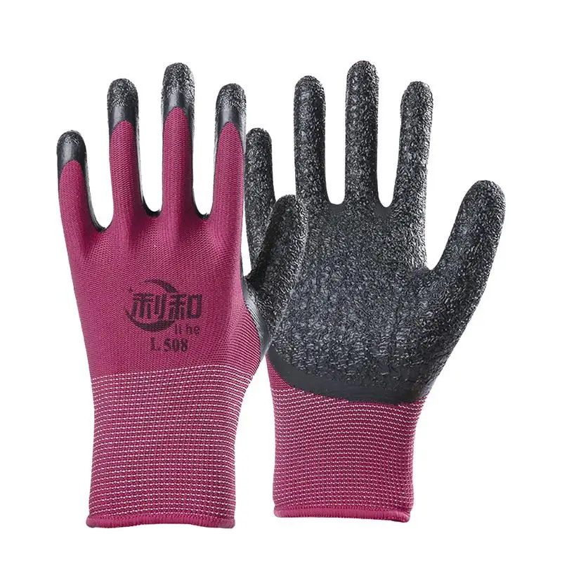 

Rubber Dipped Work Gloves Latex Coated Construction Work Gloves Crinkle Pattern Seamless Knit Comfort Stretch Fit Nylon Firm