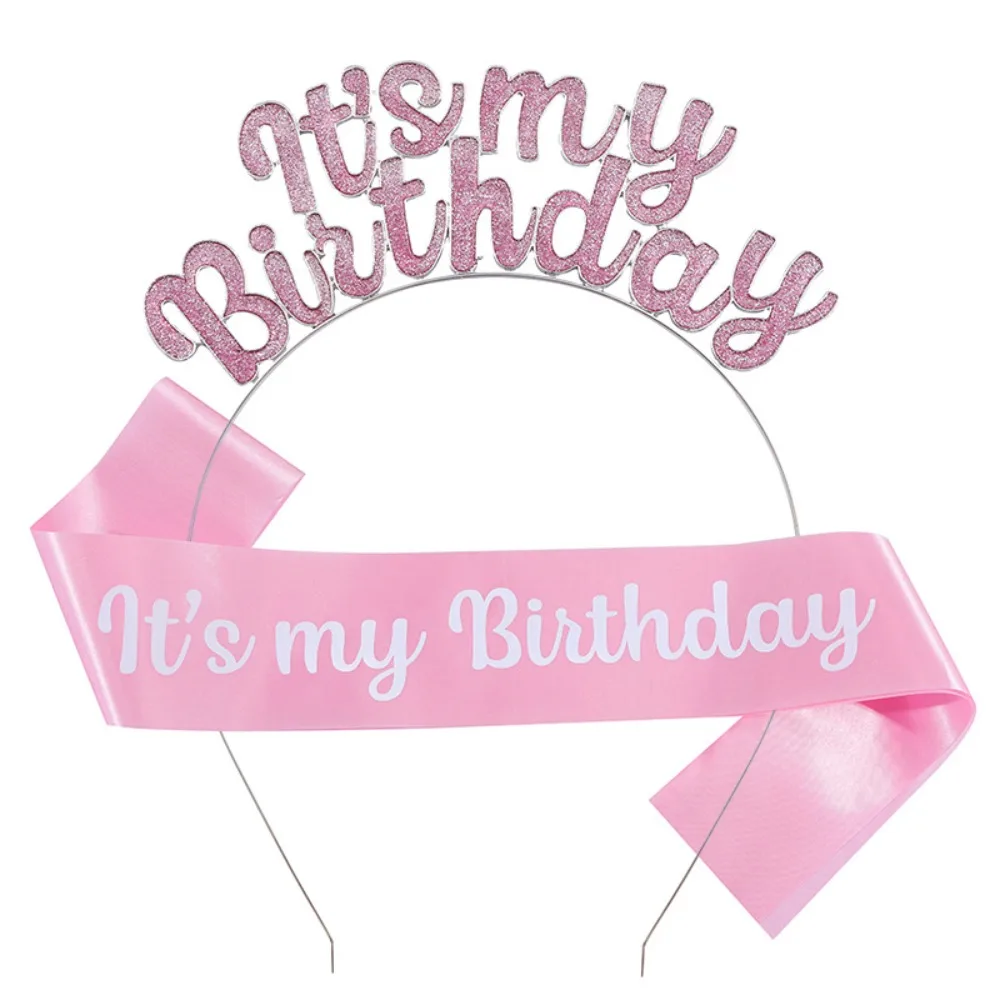 

Sparkling Girl Hair Headband IT'S MY BIRTHDAY Comfortable Happy Birthday Headpiece Glamorous Hair Accessory Set