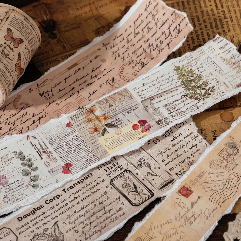 Antique Letter Coffee Pages Vintage Label Washi Stickers Junk Journal Ephemera Plant Aesthetic Stickers Scrapbooking Material