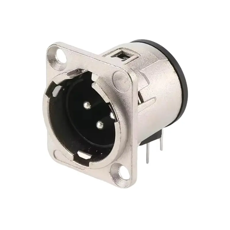 AB42-PCB Connector Socket Male 3 Pin XLR NC3MD-H 1PCS Horizontal Silver Plating
