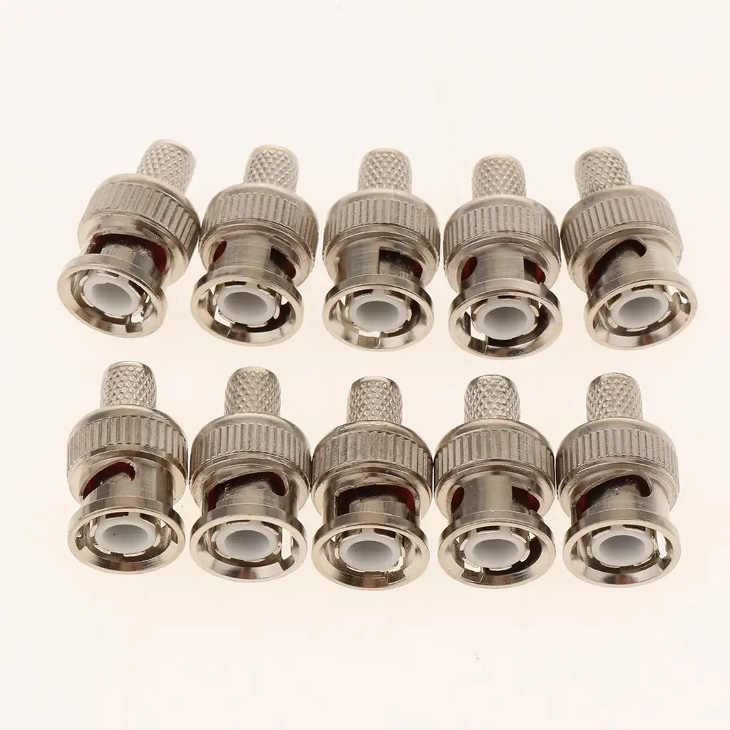 BNC Male Crimp On Connectors RG60 Coax Cable Pack of 10 Sets