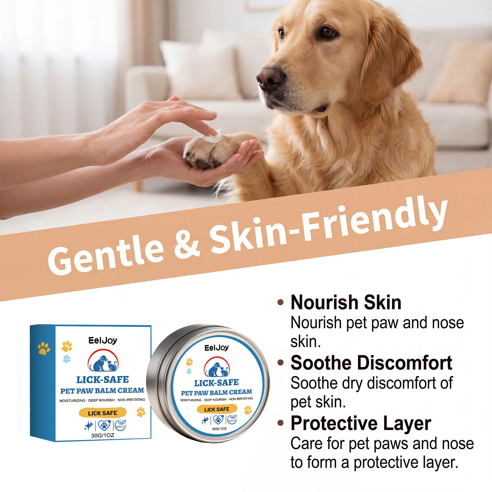 Pet Paw Nose Balm Moisturizing Deep Nourishing Soothe Dry Skin Repair Cracked Paws Foot Protection Gentle Cat Dog Paw Care Cream view 3
