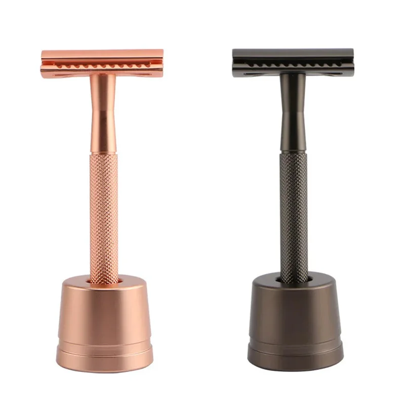 

Brass Handle With Weighted And Textured Safety Razor , With Stand And10 Double Edge Blade Refills,Single Blade Razor for Men