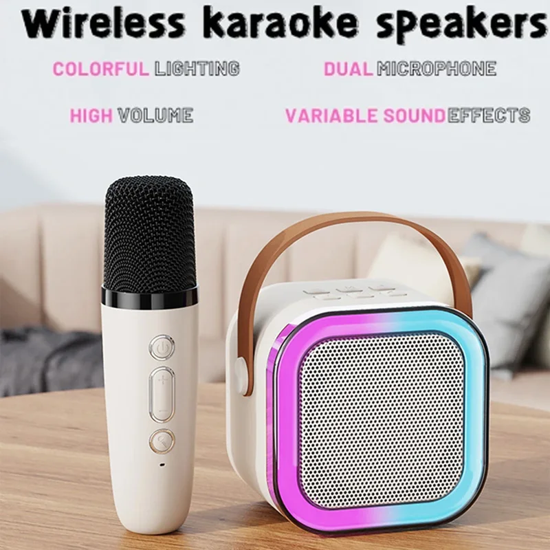 Bluetooth Wireless Portable Speaker Multi-function Karaoke with 1-2 Microphone Music Player Karaoke Machine For Kids Adults Home