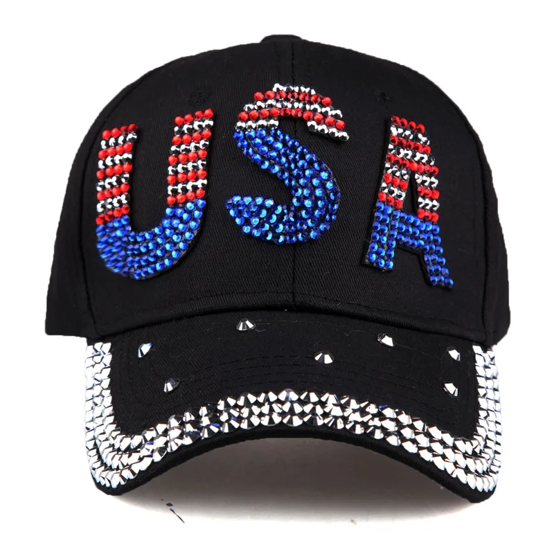 [YARBUU] New Fashion Four Seasons Baseball Cap For Women USA Rhinestone Gorras Hombre Sun Protection Casquette Hats Adjustable