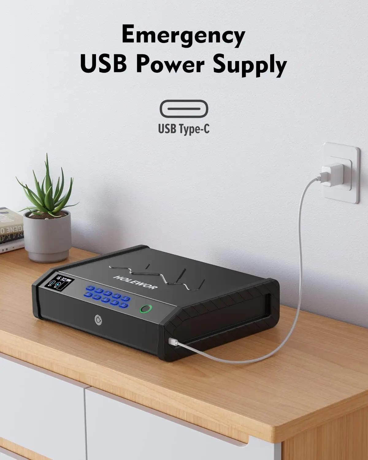 Biometric Gun Safe for Handgun with LCD Display Temp Humidity Small Portable Car Gun Safe for Nightstand, Bedside, Drawer