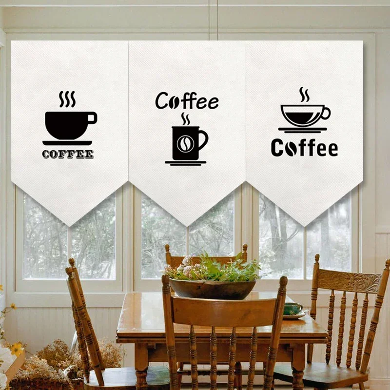 

Japanese Nordic Triangle Short Curtain Simplicity Cartoon Doorway Half Curtains for Sushi Shop Kitchen Bedroom Cafe Decorative