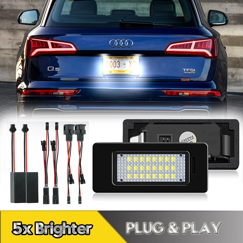 

2Pcs LED Number License Plate Light Lamps For Audi A3 A4 A5 A6 A7 Q3 Q5 Q7 TT A1 S3 S4 S5 S6 S7 S1 TTS TTRS Car Accessories